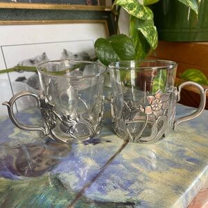 Vintage 1989 Seagull Pewter Canada Mugs with Removable Glass Cups
